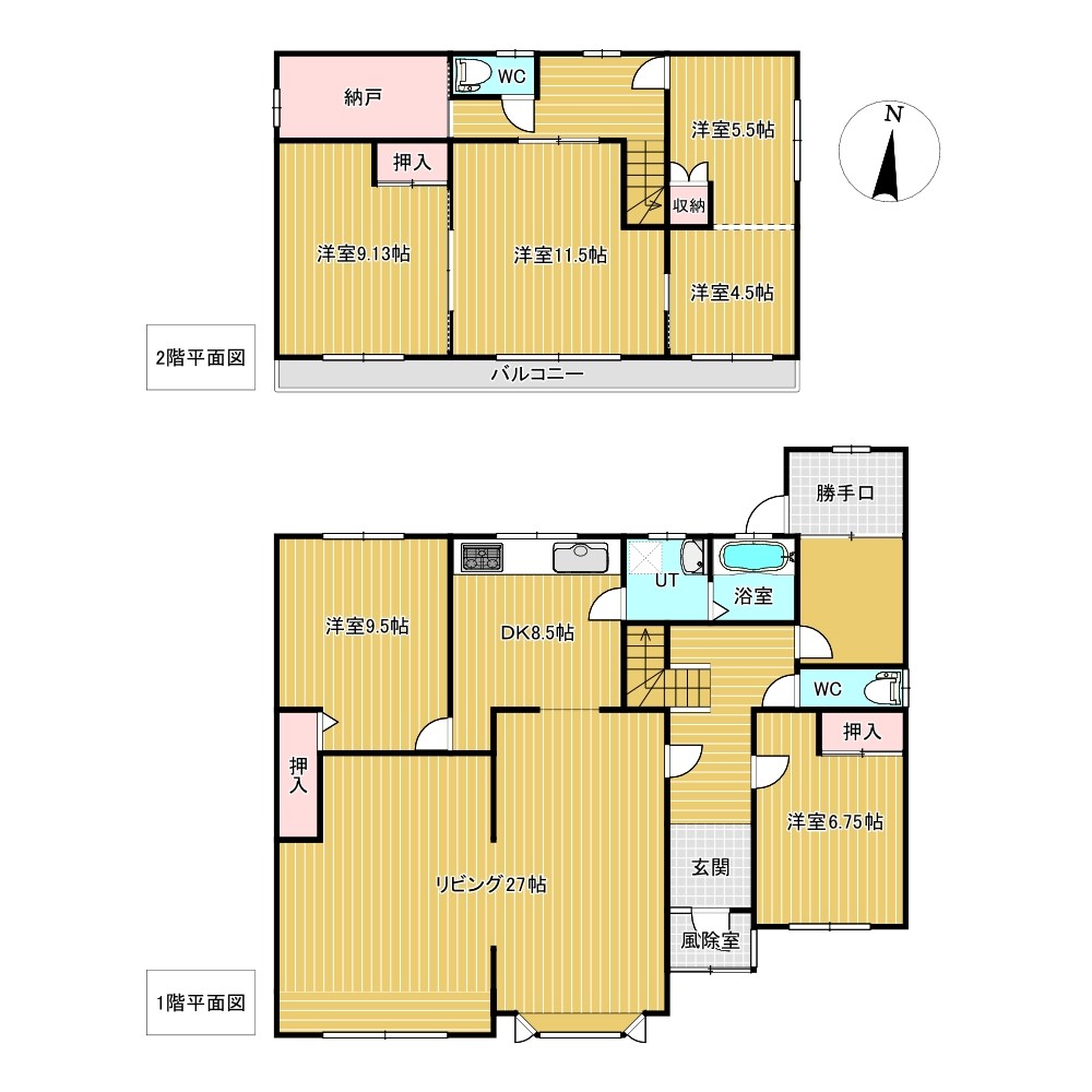 北進町２丁目４９番　戸建て 間取図・土地図