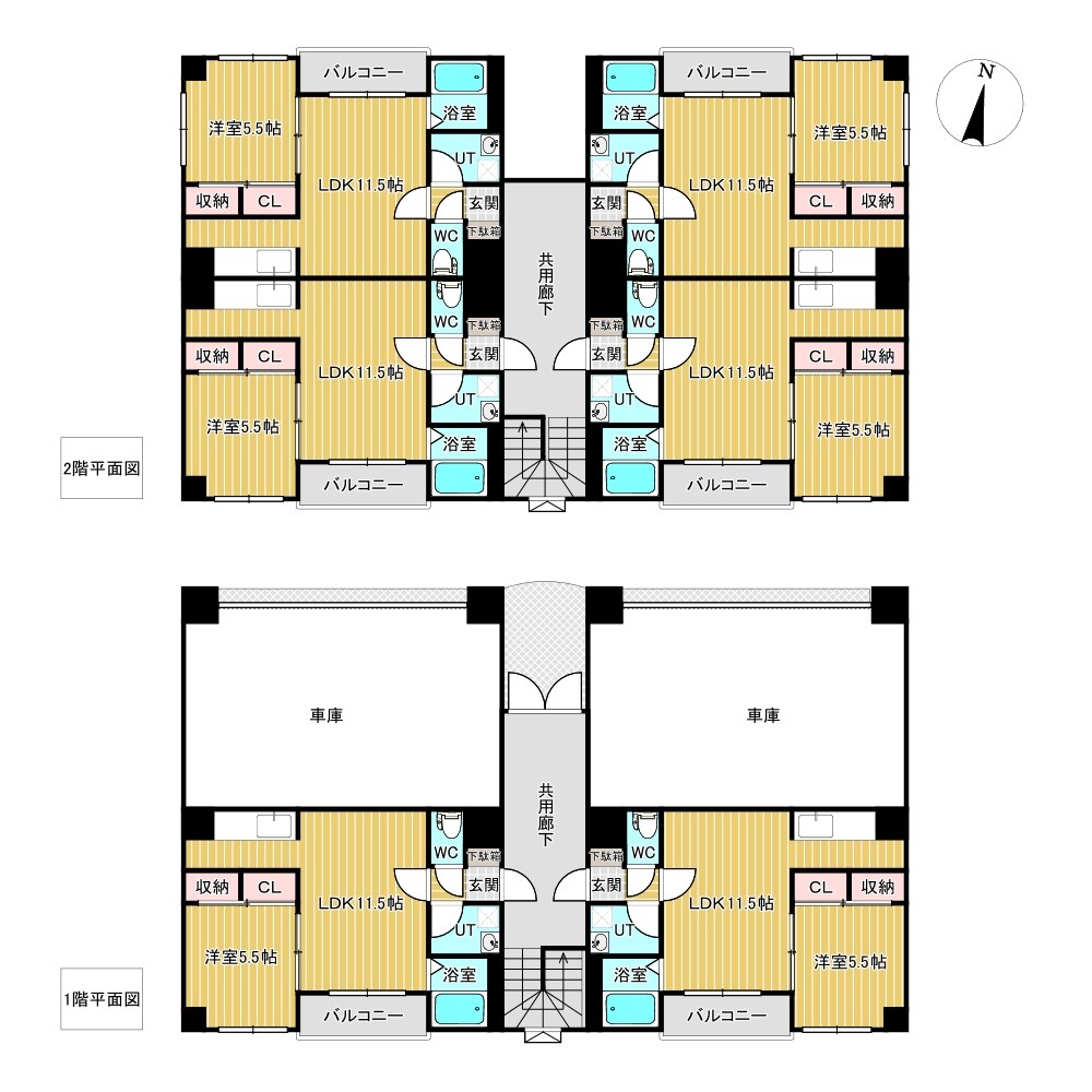 栄町１丁目６番　共同住宅 間取図・土地図