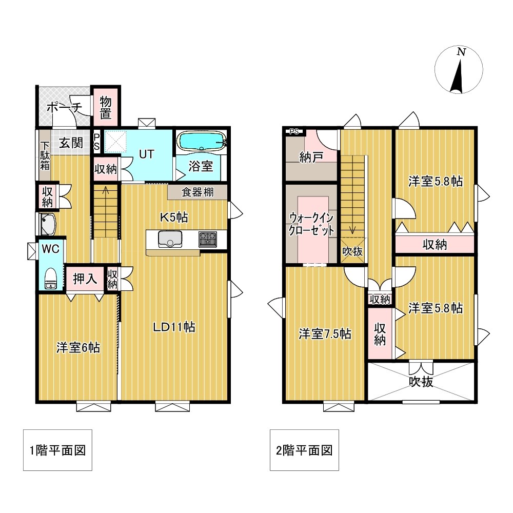 北央町１１０番　戸建て 間取図・土地図