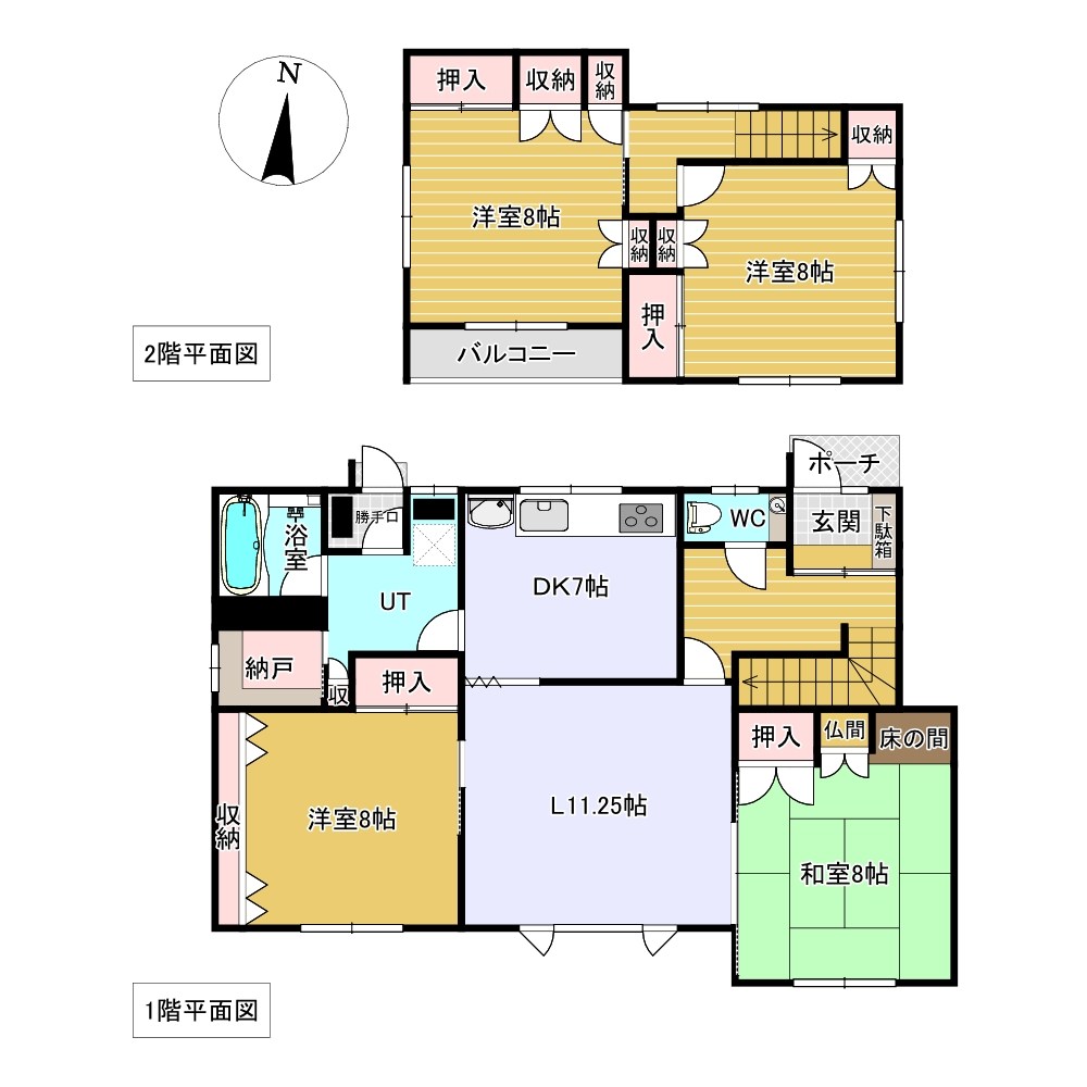 東三輪４丁目１６番　戸建て 間取図・土地図