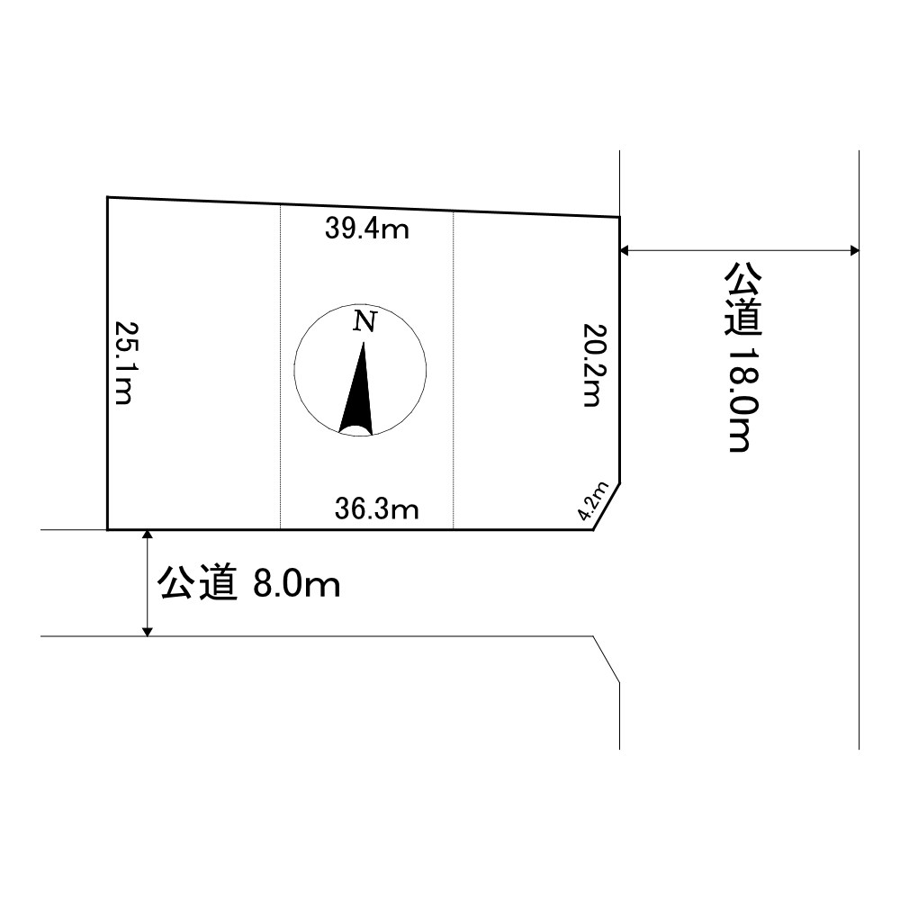 中央三輪１丁目４２１番　土地 間取図・土地図