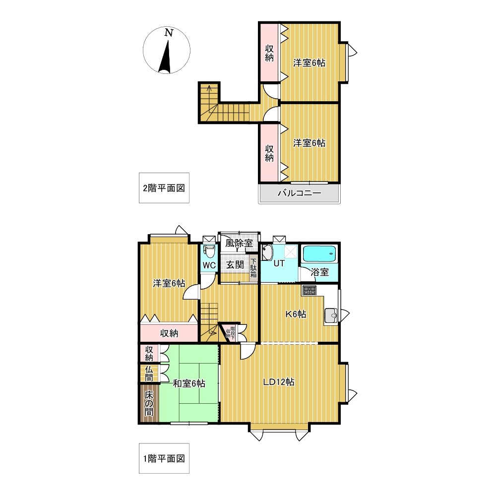 東三輪５丁目５番　戸建て 間取図・土地図