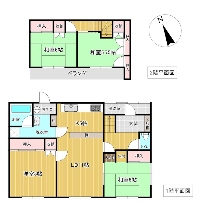 美幌町字日の出２丁目１６　戸建て 間取図・土地図