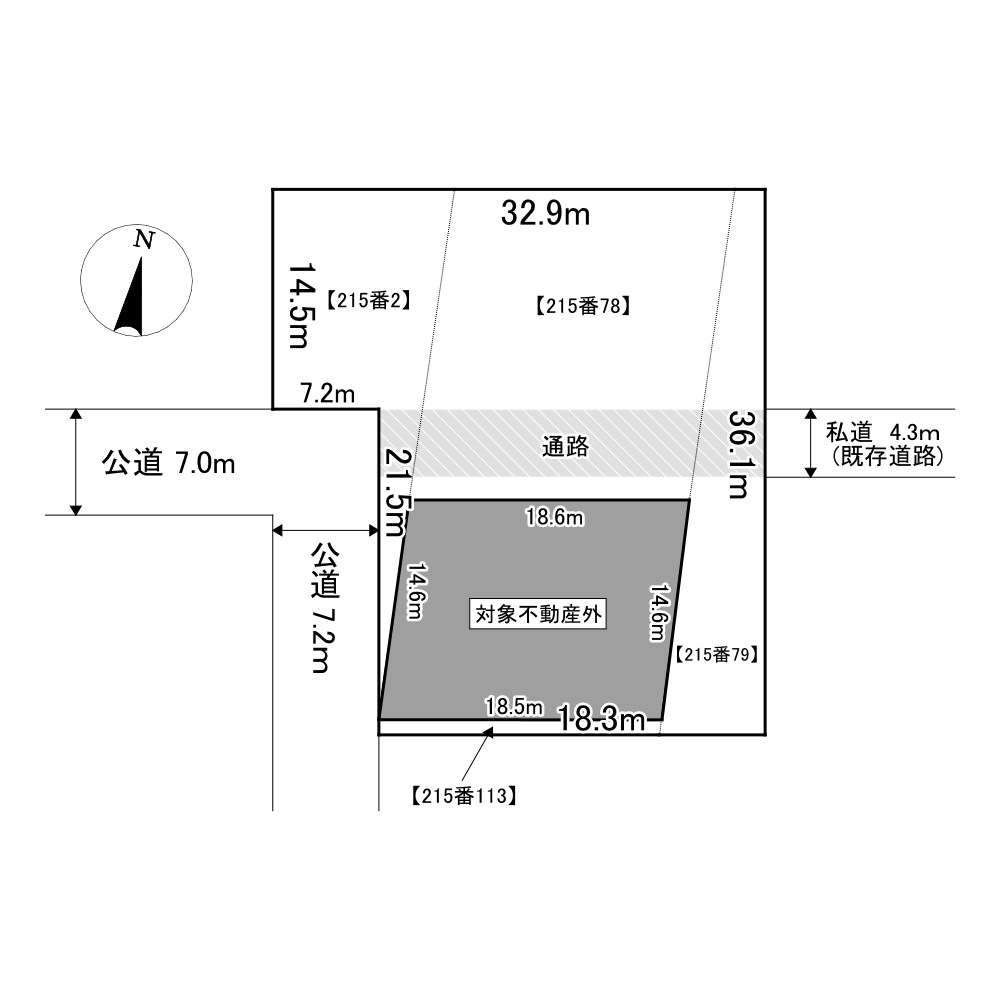 とん田西町２１５番　土地 間取図・土地図