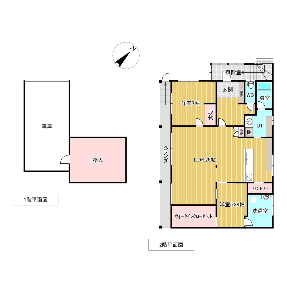 泉町２丁目７番　戸建て 間取図・土地図