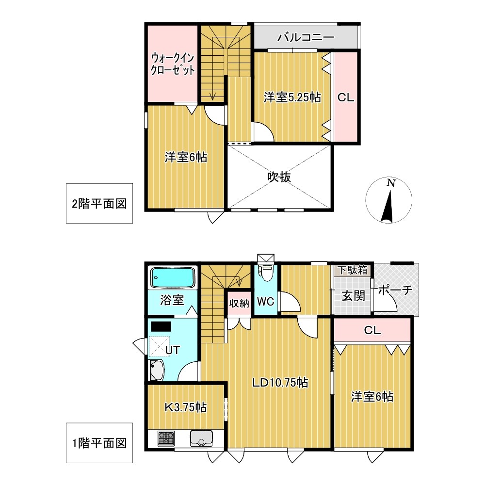 北上７３７番　戸建て 間取図・土地図