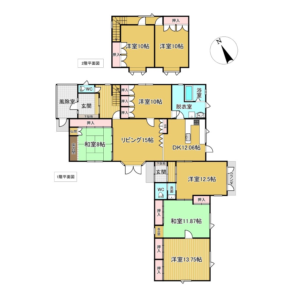 田端町１番　戸建て 間取図・土地図