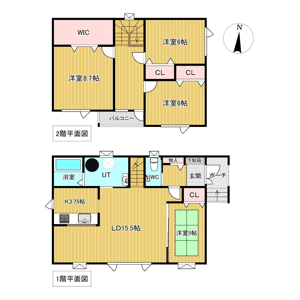 川沿町１２４番　戸建て 間取図・土地図