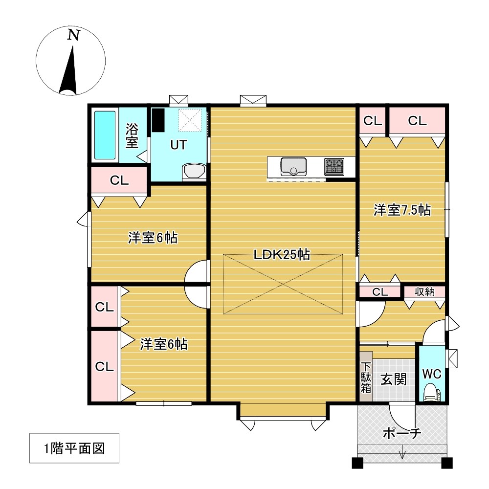中央三輪３丁目５３０番　戸建て 間取図・土地図
