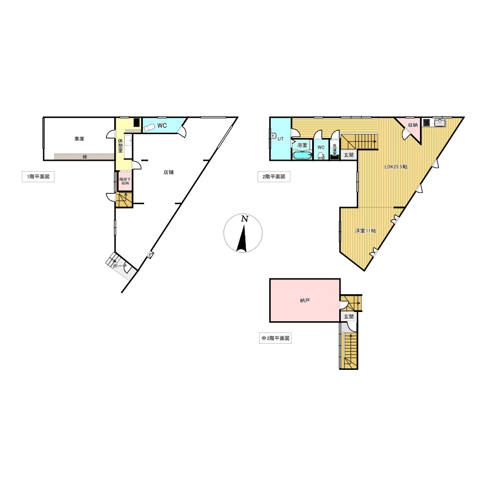 北斗町３丁目２０２番　店舗付戸建 間取図・土地図