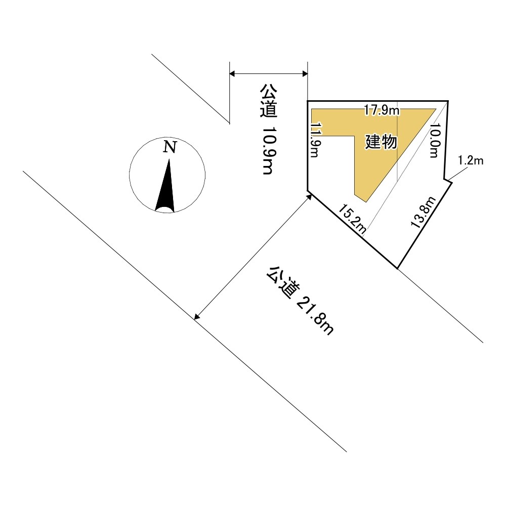 北斗町３丁目２０２番　店舗付戸建 間取図・土地図