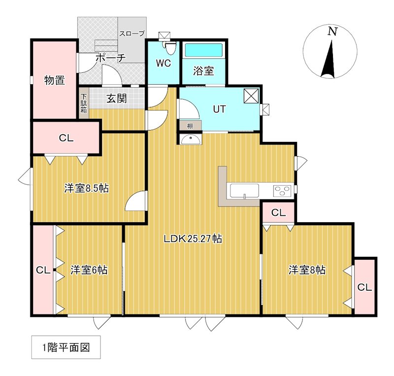 美山町南３丁目１４番　戸建て 間取図・土地図