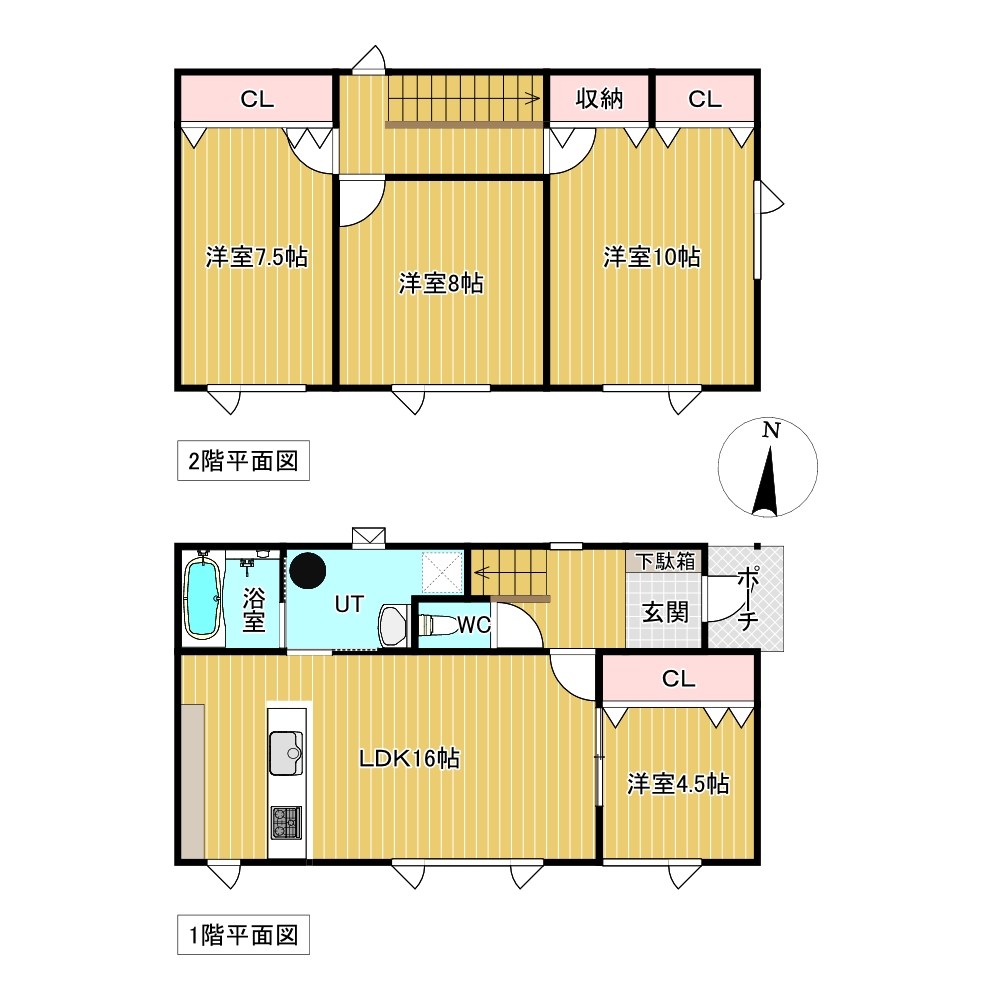 高栄東町４丁目１６１番　戸建て 間取図・土地図