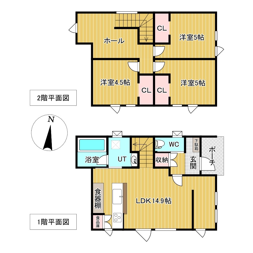 山下町４丁目１番　戸建て 間取図・土地図