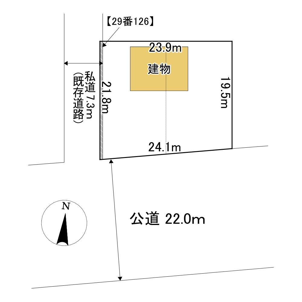 留辺蘂町旭中央２９番　戸建て 間取図・土地図