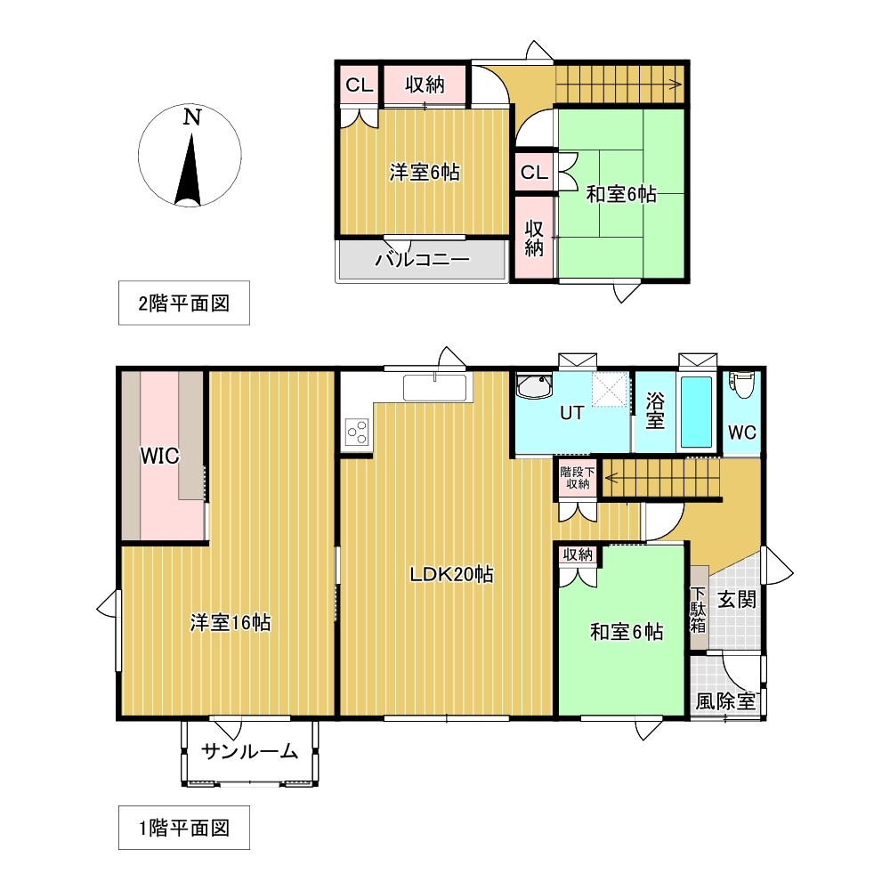 美芳町６丁目１番　戸建て 間取図・土地図
