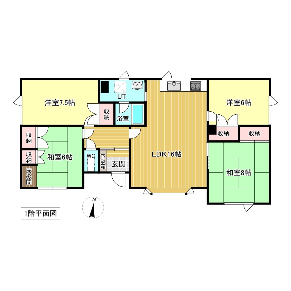 美山町東３丁目７５番　戸建て 間取図・土地図