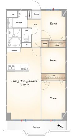 洋伸小豆沢公園マンション218号室 間取り図