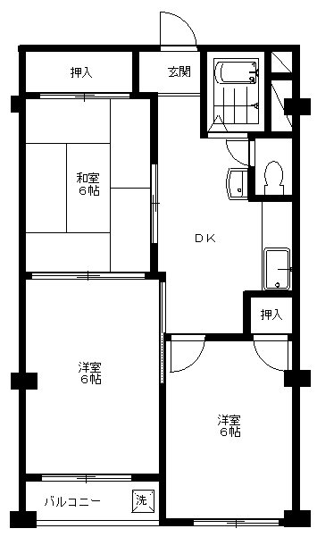 板橋コーポラス304号室 間取り図