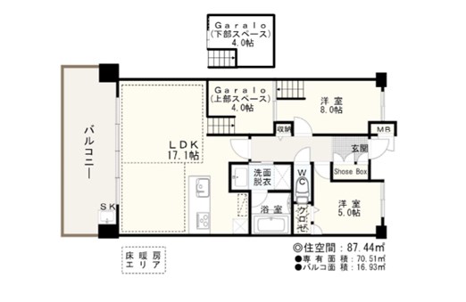 パークアソシア大野城駅前 1203号室 間取り図