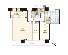 Brillia　Tower西新 3802号室 間取り図