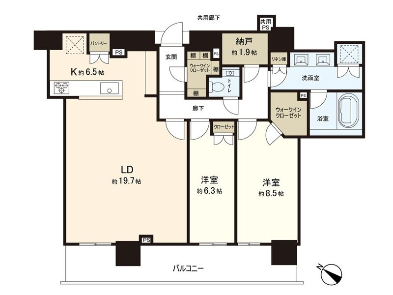 Brillia　Tower西新 3802号室 間取り図