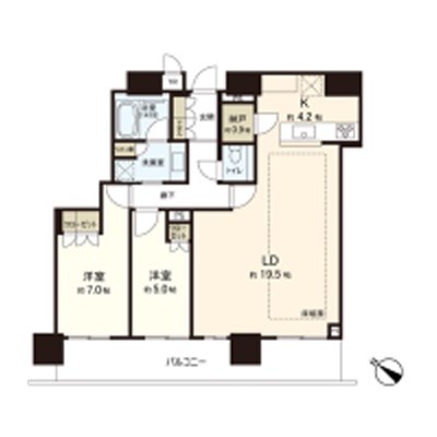 Brillia Tower西新 2002号室 間取り図