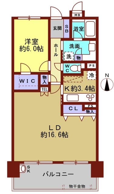 コスモ大手門 902号室 間取り図
