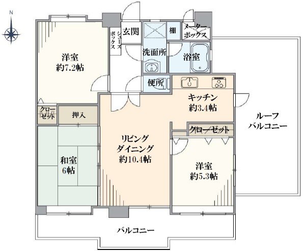 エバーライフ生の松原 405号室 間取り図