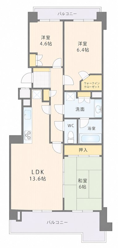 リベーラガーデンA棟　パークウイング 608号室 間取り図