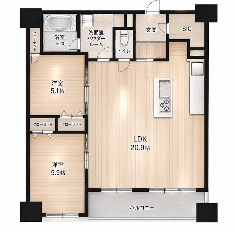 アクロス天神センタープラザ 304号室 間取り図