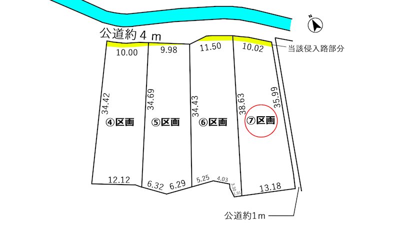 蒲郡市金平町頂拝10番4【④】、10番5【⑤】、10番6【⑥】、10番７【⑦】　⑦区画 間取図・土地図