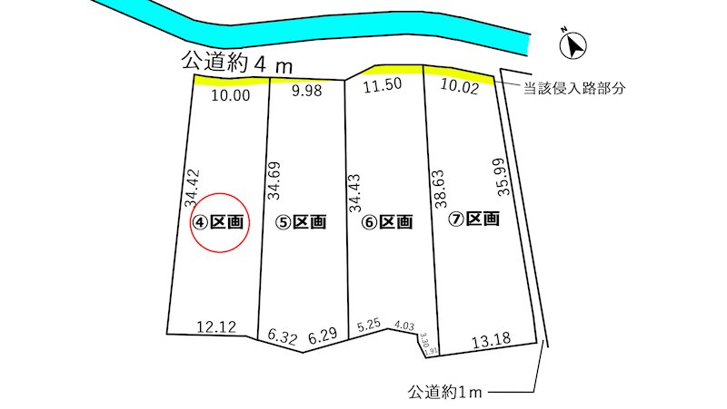 蒲郡市金平町頂拝10番4【④】、10番5【⑤】、10番6【⑥】、10番７【⑦】　④区画 間取図・土地図