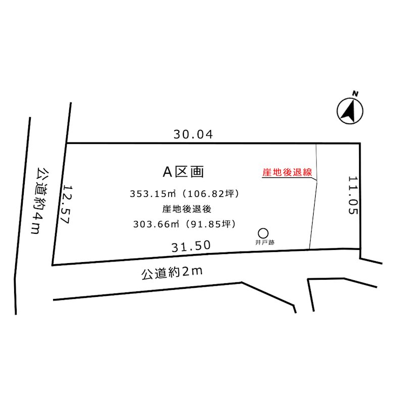 蒲郡市竹谷町奥林36番外より分筆　【A】 間取図・土地図