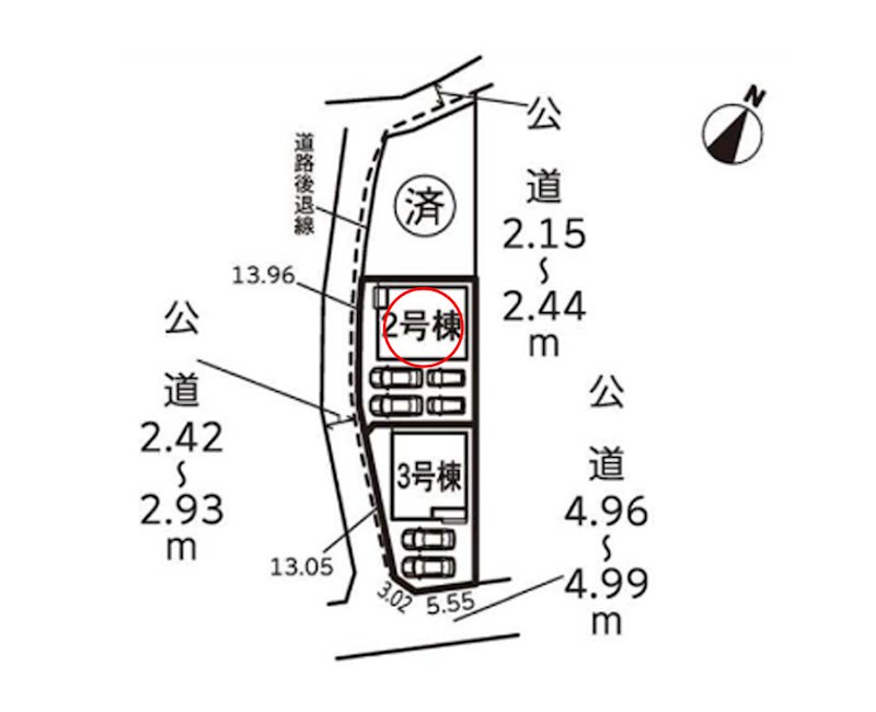 蒲郡市竹谷町井瀬木　2号棟 区画図