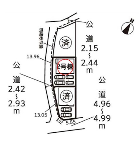 蒲郡市竹谷町井瀬木　2号棟 区画図
