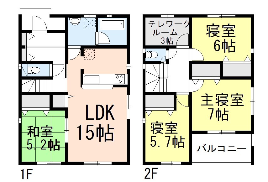 蒲郡市大塚町第13　丸山　1号棟 間取図・土地図