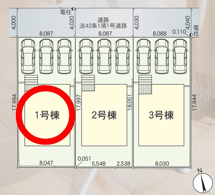 蒲郡市大塚町第13　丸山　1号棟 区画図