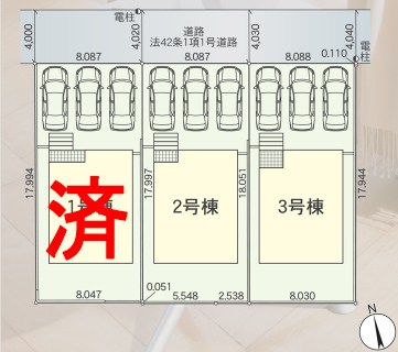 蒲郡市大塚町第13　丸山　3号棟  区画図