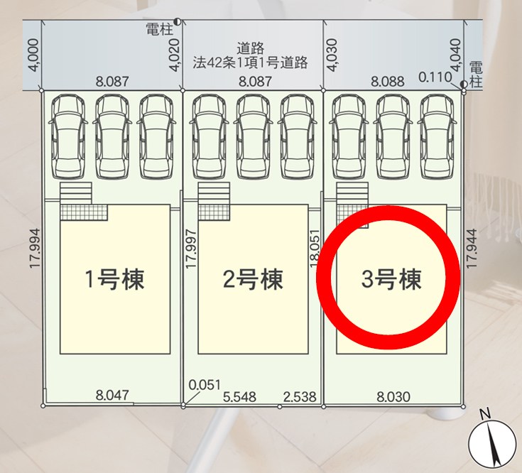 蒲郡市大塚町第13　丸山　3号棟  区画図