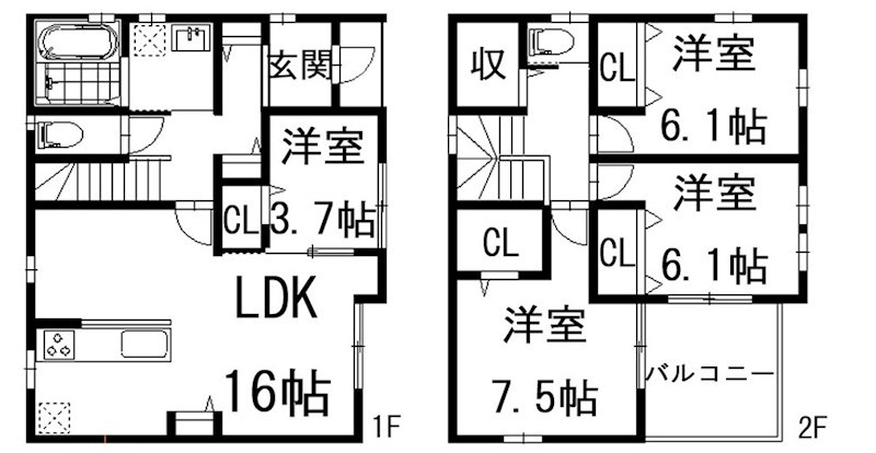 蒲郡市形原町北大明地　2号棟  間取図・土地図