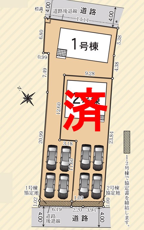 蒲郡市三谷町第13　七舗　1号棟 区画図