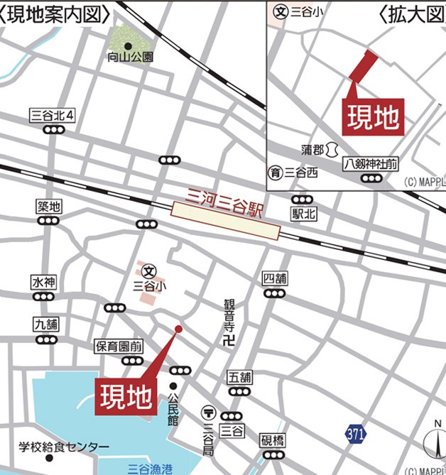 蒲郡市三谷町第13　七舗　1号棟 間取図・土地図