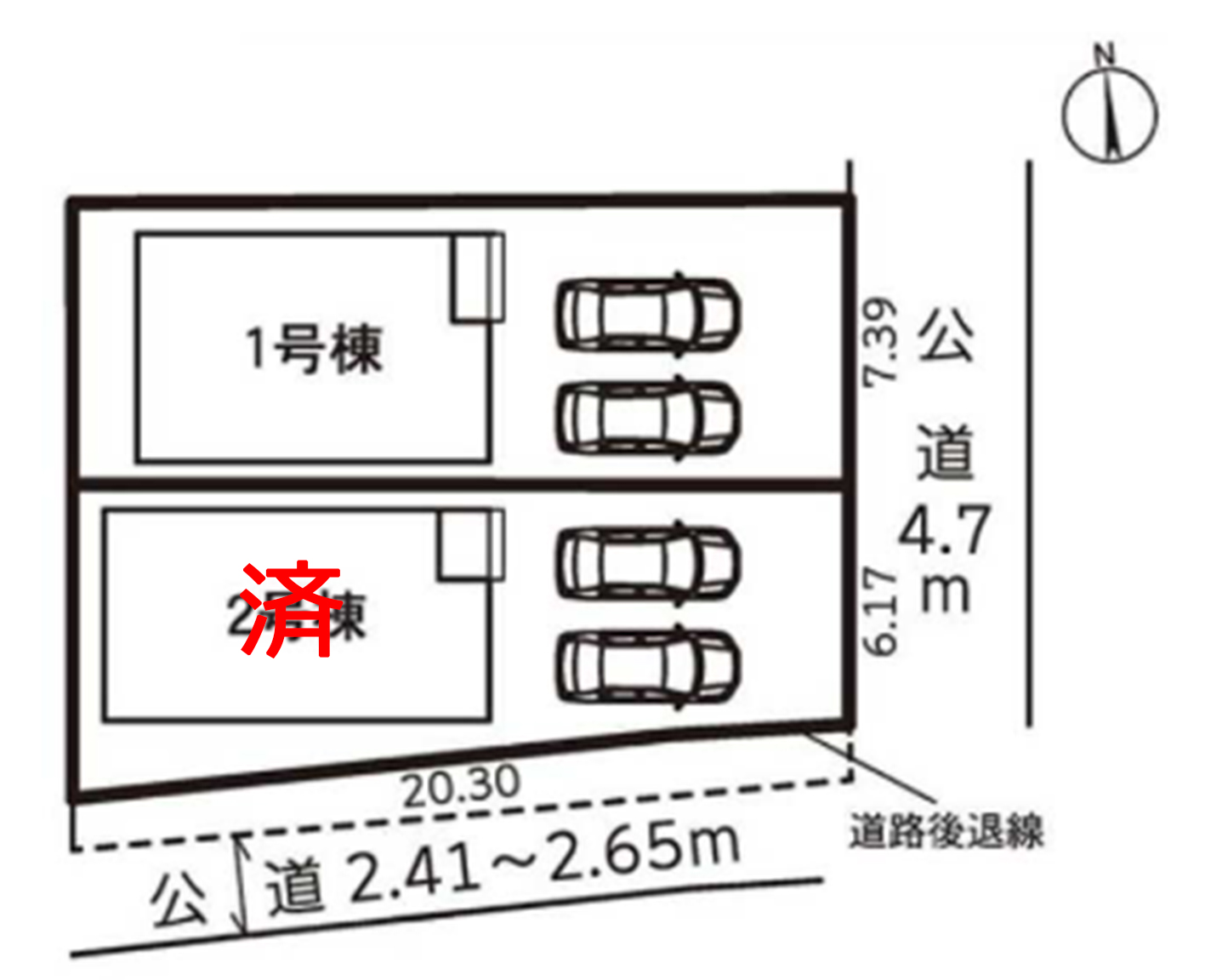 幸田町野場城東　1号棟 区画図