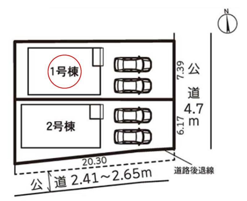 幸田町野場城東　1号棟 区画図