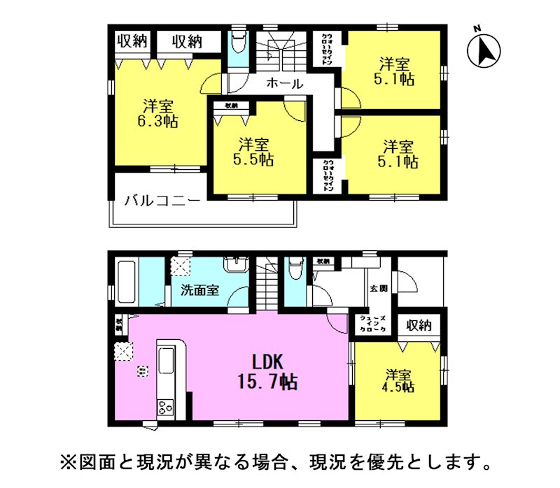 幸田町野場城東　2号棟 間取図・土地図
