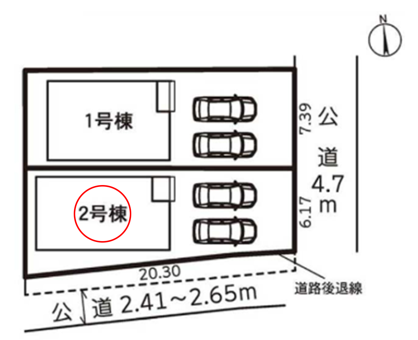幸田町野場城東　2号棟 区画図