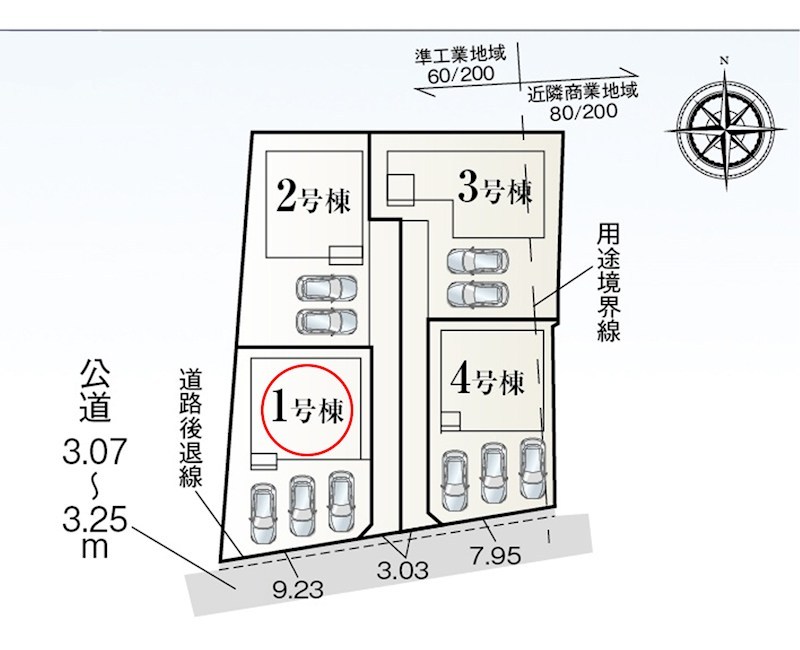 蒲郡第55形原町　1号棟 区画図
