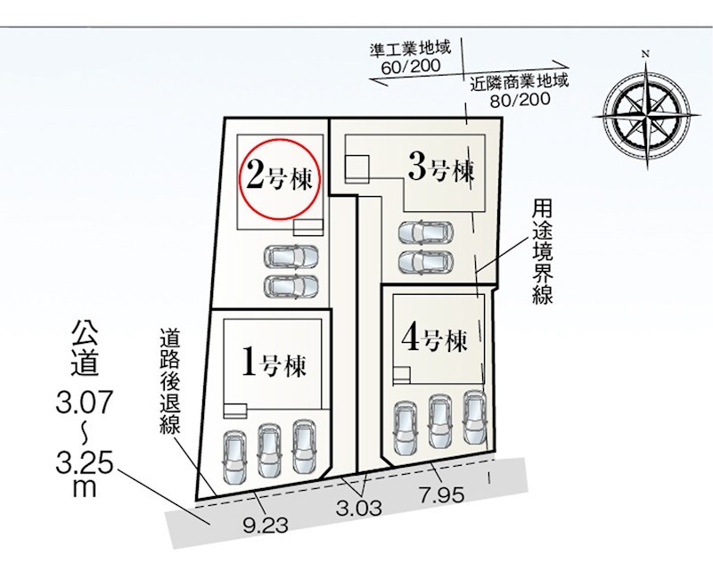蒲郡第55形原町　2号棟  全体区画図