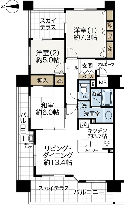 ロイヤルガーデン新屋敷 間取図・土地図